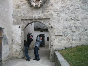 Ryan and Renata arching in an arch. Ha ha.