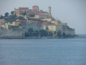 Close-up of one of the villages with old city wall